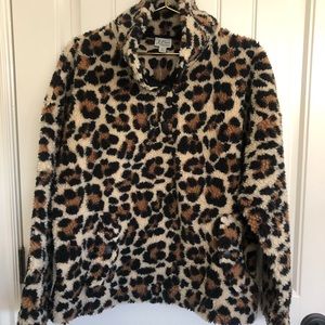 JCrew leopard print fleece -Size L
